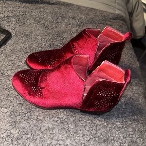 Velvet Red Ankle Boots